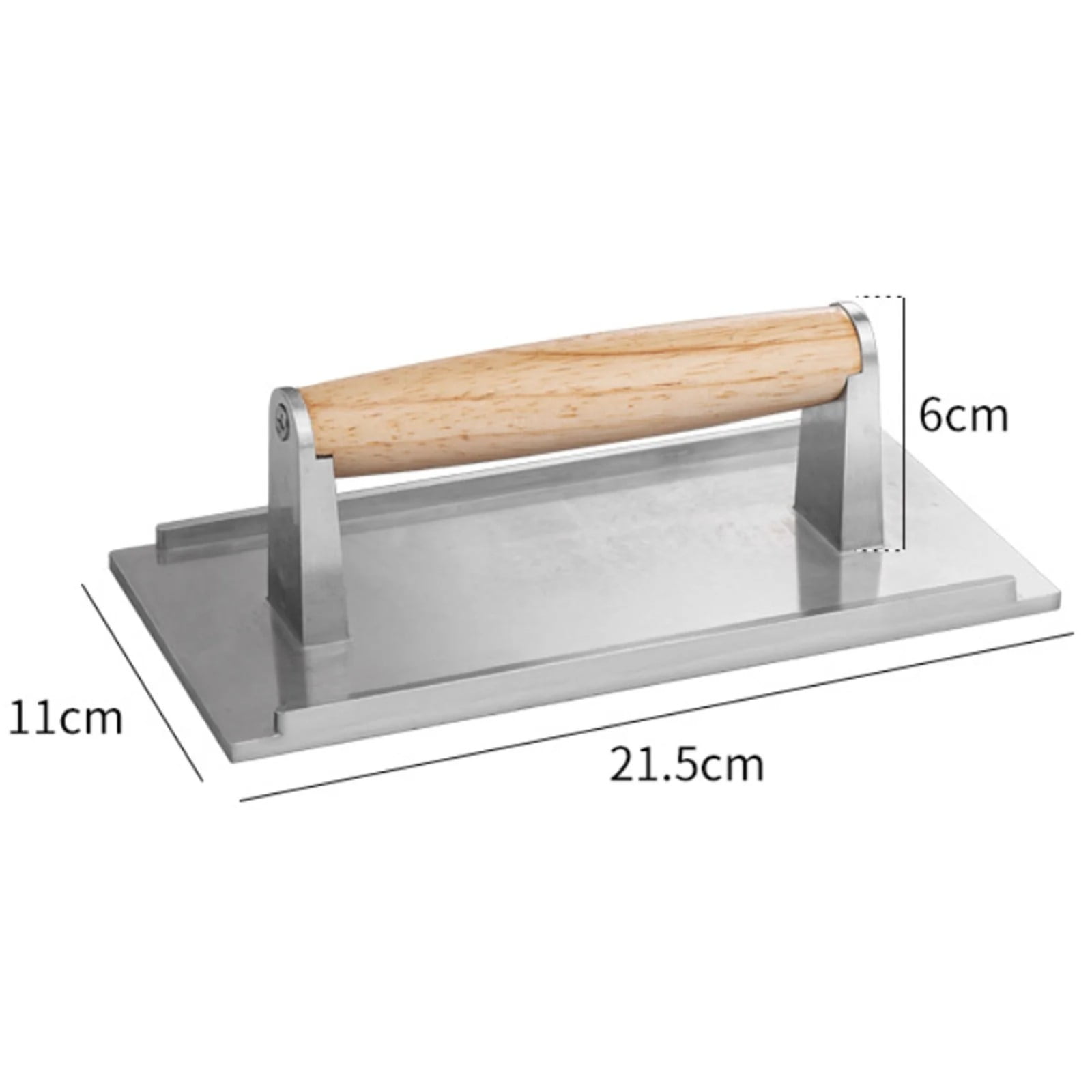 KUMHONW 21.5cm×11.5cm Heavy-duty Cast Iron Grill Burger Press and Meat Steak with Wood Handle for Blackstone Camp Chef Pitboss Weber Griddle Grills Silver