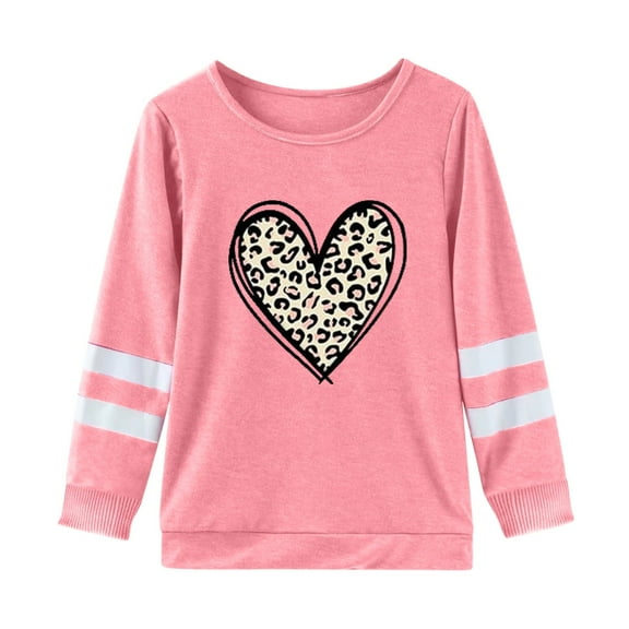 Kids Valentine Shirt Girls Valentines Day Shirts Cute Heart Grpahic Long Sleeve Tee Tops A 7-8 Years