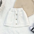 thumbnail image 4 of Paiwinds Girls' Summer Solid Color A-Line Denim Mini Skirt with Elastic Waist, Soft Denim for Casual Everyday, 4 of 7
