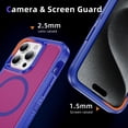 thumbnail image 6 of ELEHOLD for iPhone 15 Pro Max Case,Compatible with Mag Safe Accessory,Magnetic Heavy Duty Drop Protection Invisible Kickstand Rugged Military-Grade Protective Phone Case ,Blue+Rose, 6 of 7