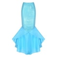 thumbnail image 5 of Haitryli Women's Mermaid Skirts Sparkly Sequins Ruffles Long Fishtail Skirt Halloween Cosplay Party Blue M, 5 of 7