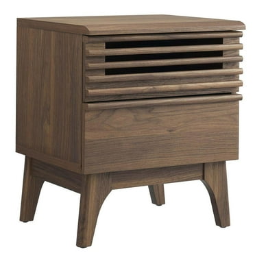 Modway Render Modern Particleboard Wood Nightstand in Walnut Finish