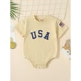 thumbnail image 2 of Bagilaanoe 4th of July Newborn Baby Girl Boy Rompers Letters Print Short Sleeve Bodysuit 3M 6M 12M 18M Infant Summer One Piece Short Jumpsuit for Independence Day, 2 of 9