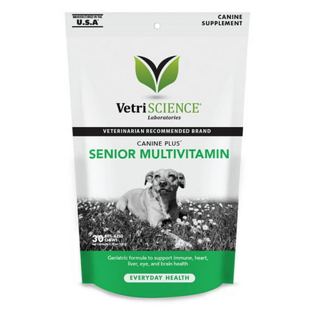 VetriScience Canine Plus Senior Multivitamin for Dogs, 30 Bite-Sized (Best Canine Dna Test Kit)