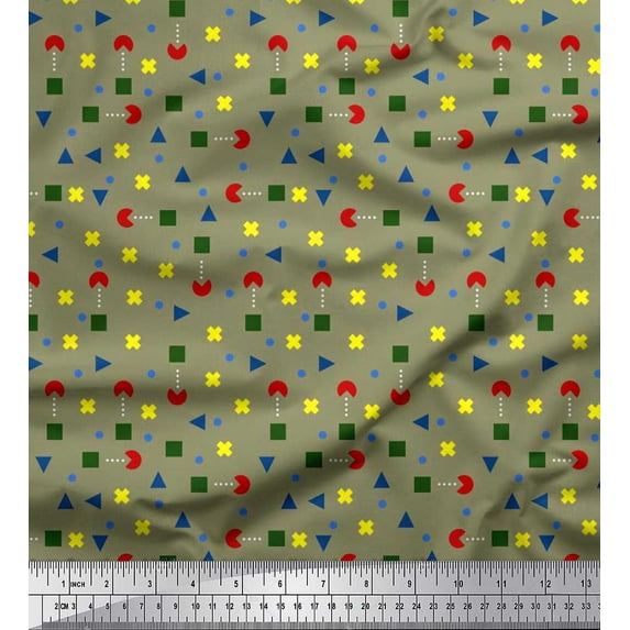 Soimoi Velvet Fabric Dot,Cross Sign & Square Geometric Decor Fabric Printed Yard 58 Inch Wide
