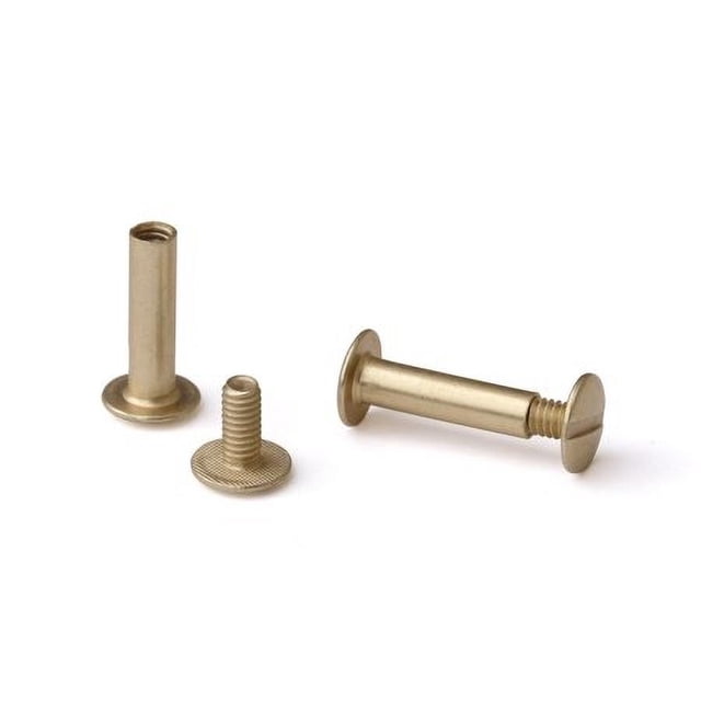 Trubind Chicago Screw And Post Sets - 3/4 Inch Post Length - 3/16 Inch Post Diameter - Antique Brass Aluminum Hardware Fasteners - 100 Screws With 100 Posts For Albums, Scrapbooks - (100 Sets/Bx)