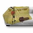 thumbnail image 3 of African Soft Flannel Fleece Throw Blanket, Vintage Landscape Local Woman Elephants Sun Hand Writing, Cozy Plush for Indoor and Outdoor Use, 50" x 70", Multicolor, by Ambesonne, 3 of 6