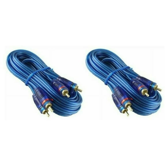 2 Raptor (Metra) 20' Neon Blue Series RCA Audio Cable