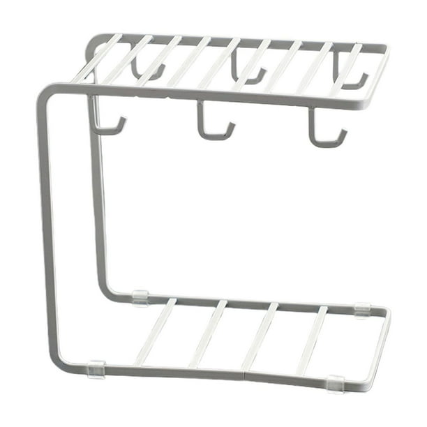 Estante para escurrir tazas dobles, organizador para tazas de café y vidrio