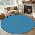 thumbnail image 2 of Blue Large Area Rugs for Bedroom Living Room, Soft Non Slip Carpet Bedside Rug, Modern Pure Wave Ride Round Floor Cover Kitchen Accent Rug 6' for Dining Room/Office, 2 of 9