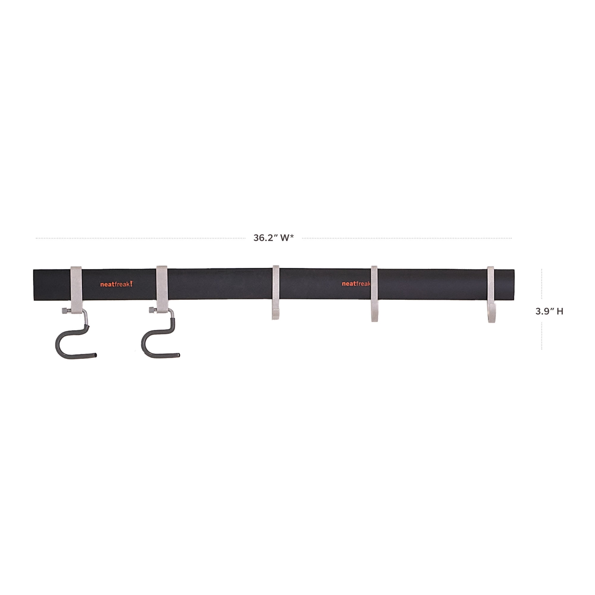 Neatfreak 7PC Garage Organizer 2x17" Tracks w/ 5 Hooks, Heavy-Duty Metal Wall Storage Solution