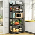 thumbnail image 2 of 4-Tier Storage Shelves, Kitchen Shelving Unit Freestanding, Quick DIY Setup, Black, Suitable for Kitchen Bedroom Living Room Bathroom, Reinforced Welds (31.4" W x 13.7" D x 44" H), 2 of 9