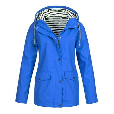 JustVH Women's Waterproof Jacket Hooded Lightweigth Raincoat Active Outdoor Trench (Best Raincoat For London)