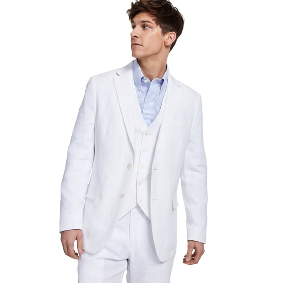 Tommy Hilfiger Mens Modern fit Suit Jacket Blazer 44 L White Plaid Stretch