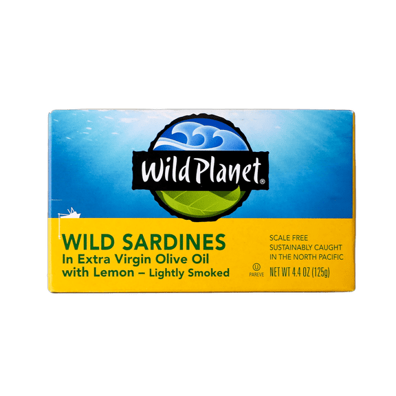 Wild Planet Wild Sardines in Extra Virgin Olive Oil with Lemon, Lightly Smoked, 4.4 oz Can