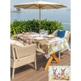 thumbnail image 4 of Easter Bunny Eggs Outdoor Tablecloth - 52x70 Inch Rectangle Dining Table Cover, Spring Tulips Farm House Rabbits Blue Plaid Waterproof Outdoor Table Cloth with Umbrella Hole & Zipper for Picnic/Patio, 4 of 7