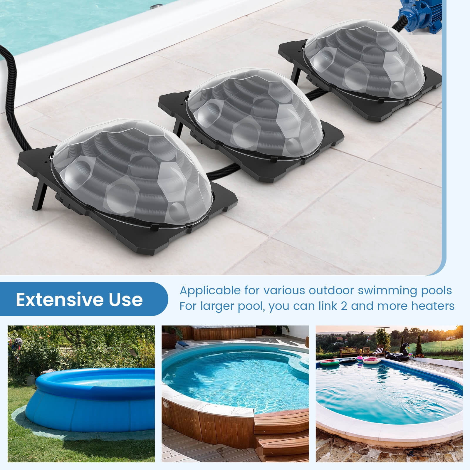 Costway 1 PCS Solar Dome Heater with Transparent Cover Black Heating Coil Foldable Legs
