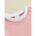 thumbnail image 5 of Bagilaanoe 2pcs Toddler Baby Girl Shorts Set Contrast Color Short Sleeve T Shirt Tops + Shorts 6M 12M 18M 24M 3T 4T Kids Casual Summer Clothes, 5 of 7