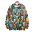 thumbnail image 2 of WTOBBY Women's Christmas Print Knit Sweater, Long Sleeve Crewneck Pullover with Cute Design, Festive Holiday Top for Fall, Soft Yarn Casual Blouse,Blue L, 2 of 6