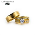 thumbnail image 6 of 3pc His and Hers Wedding Ring Sets Couples Rings Yellow Gold Plated White Cz Tungsten band, 6 of 6