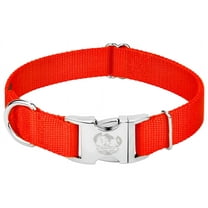 Country Brook Petz® Premium Nylon Dog Collar with Metal Buckle for Small Medium Large Breeds (Small, 3/4 Inch, Hot Orange)