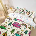 thumbnail image 3 of Catabedysis Colorful Cartoon Camping Bedding For Girls,Camper Rainbow Print Duvet Cover Full,Multicolor,Colorful Stars Reversible,3 Pieces,1 Duvet Cover and 2 Pillowcases, 3 of 6
