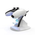 thumbnail image 3 of Wireless Dual Charging Station for PS5 Controllers - Plane-Travel Safe Charger with Blue LED Indicators, Fast Charging, Anti-Slip Base | PS5 Accessories, 3 of 7