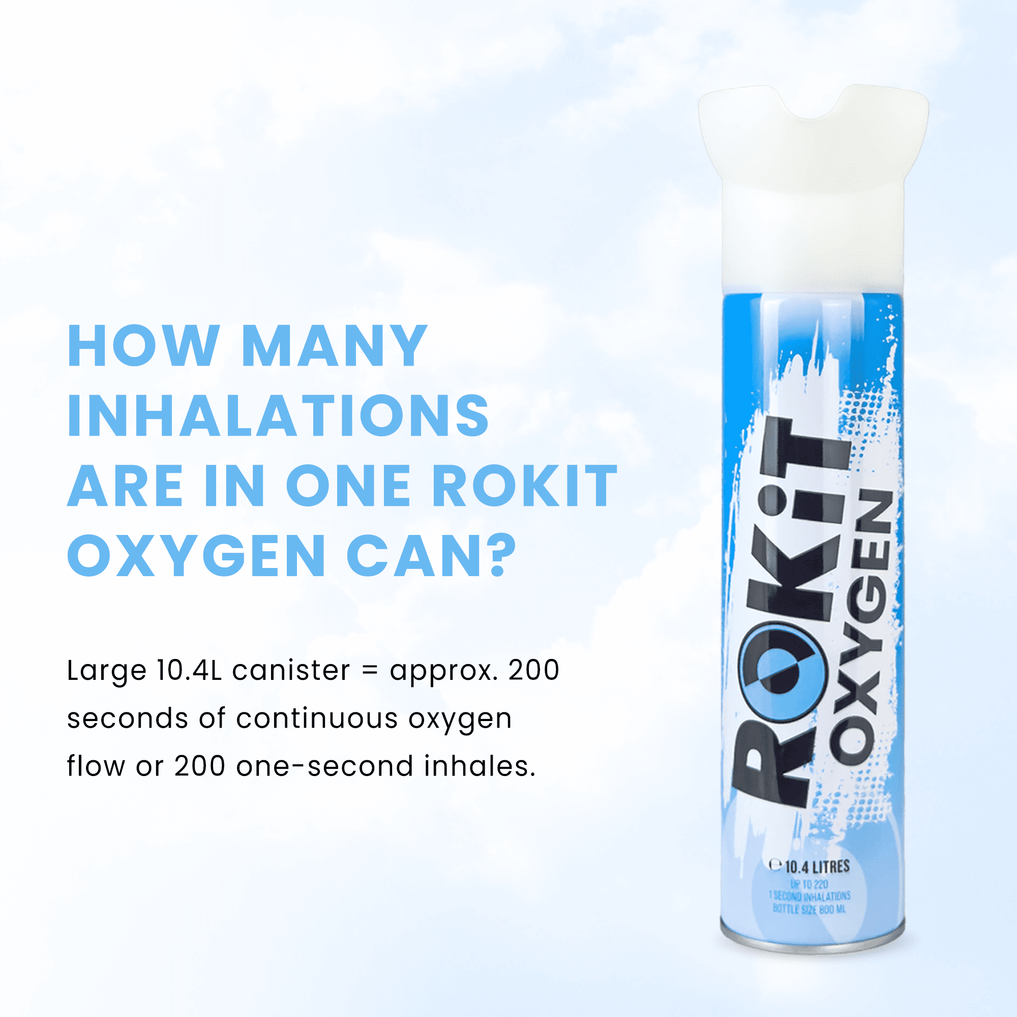 ROKiT Oxygen Portable Oxygen Canisters 4-Pack – 10.4L Each – For Fitness, Travel & Recovery