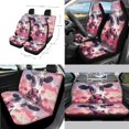 thumbnail image 2 of Jeiento Cow Pink Car Seat Covers Set with Steering Wheel Cover Seat Belt Pads Garbage Bag Flowers Armrest Cover Handbrake Cover Set Rear View Mirror Protector Coasters Auto Accessory Fit for SUV Van, 2 of 7