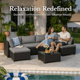 thumbnail image 2 of 7-Piece Patio Furniture Set, PE Rattan Outdoor Couch with Cushions and Glass Coffee Table, Wicker Sofa Set for Backyard, Porch, Garden, Balcony - Gray, 2 of 9