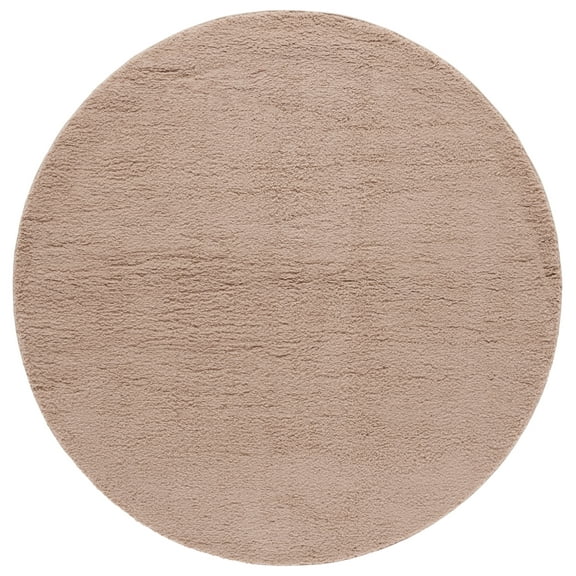 SAFAVIEH Rumi Blaire Solid Polyester Shag Area Rug, Beige, 6'7" x 6'7" Round
