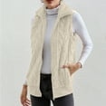 thumbnail image 3 of Fanxing Clearance 2025 Womens Fuzzy Sherpa Fleece Jacket Plus Size Lightweight Vest Coat Cozy Sleeveless Cardigan Zipper Waistcoat Outerwear with Pocket Beige,XL, 3 of 7