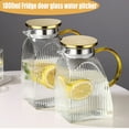 thumbnail image 3 of Glass Pitcher with Stainless Steel Gold Lid - 1.8L Ideal Fridge Door Water Pitcher for Hot or Cold Beverage, Iced Tea, Juice, Milk, Coffee, Lemonade, 3 of 6