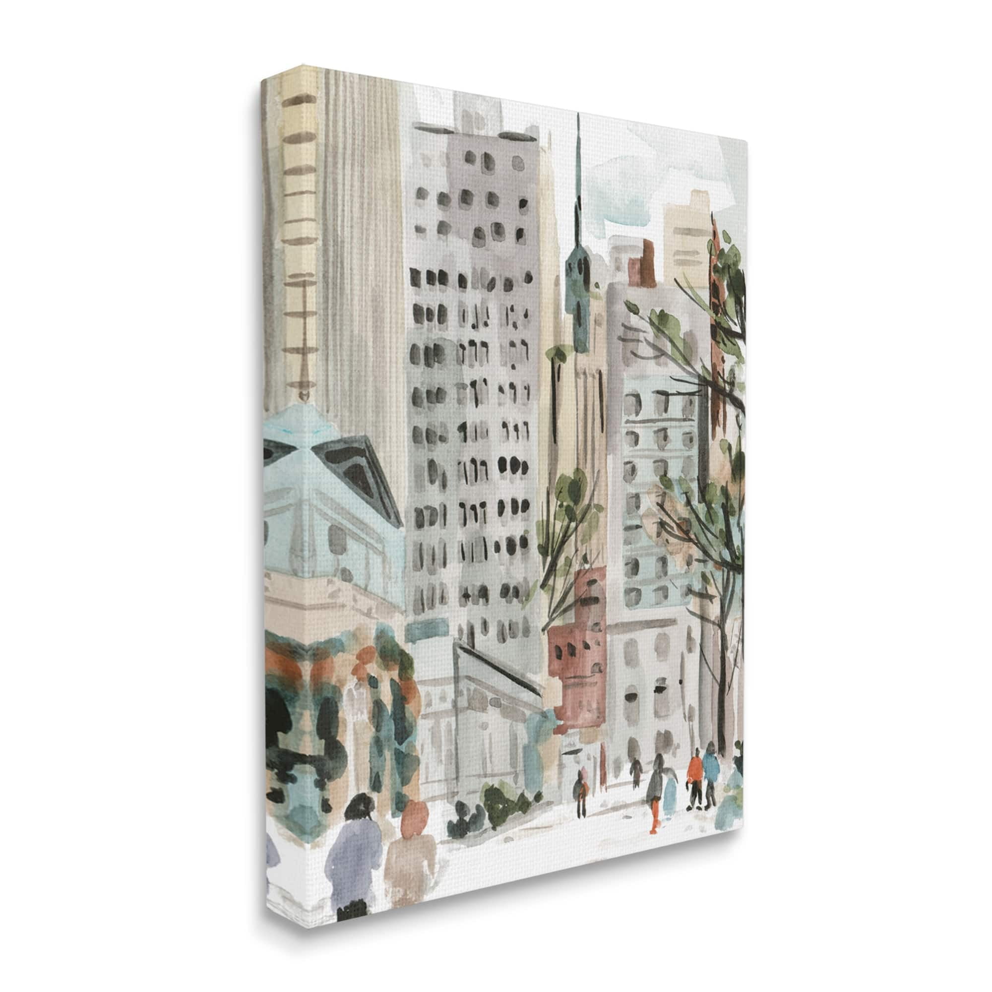 Stupell Industries People Walking City Streets Tall Metropolis Buildings , 30 x 40, Design by Melissa Wang