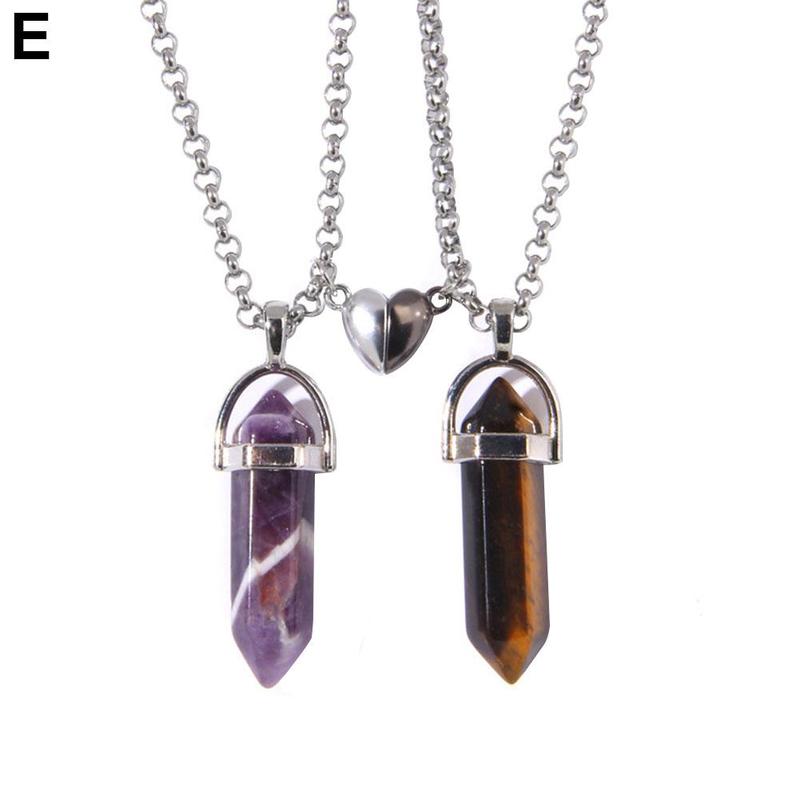 1Pair Gemstone Pendant Necklace Natural Quartz Crystal Chakra Healing Stone NEW I1E0 - image 1 of 9