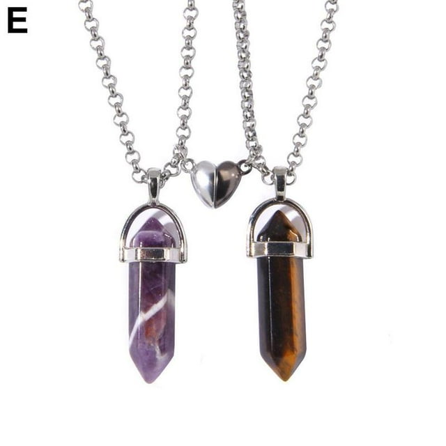 1Pair Gemstone Pendant Necklace Natural Quartz Crystal Chakra Healing Stone NEW I1E0