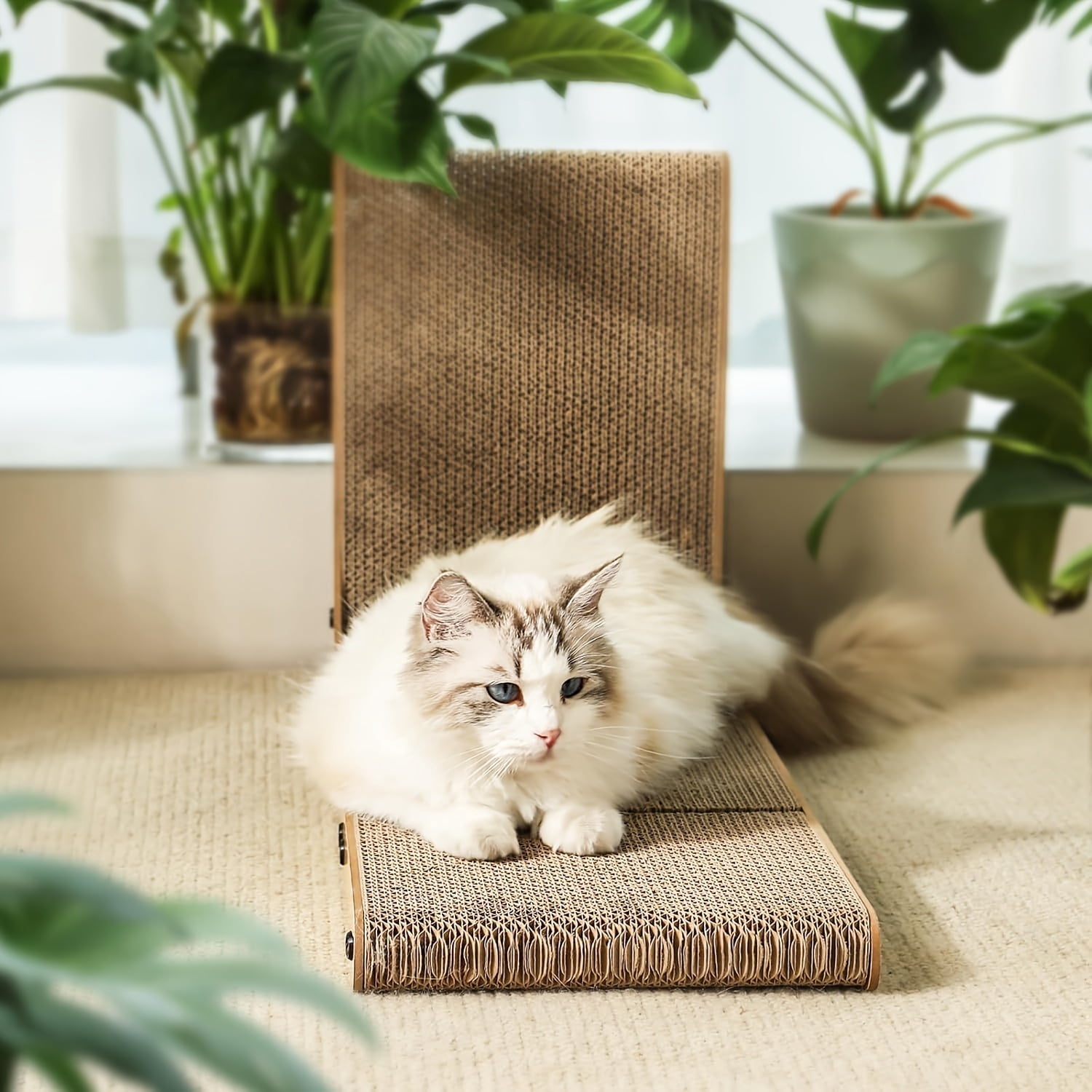 Durable L-Shaped Cat Scratcher Post with Ball Toy | Multi-Level Vertical Design, Scratching Pads for Indoor Cats | Promotes Claw Health & Mental Stimulation