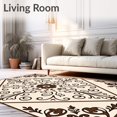 thumbnail image 2 of ODIKA 4'x6' Machine Washable Non-Slip Area Rug, Abstract Damask Scrollwork Profile Rubber Backed High Traffic Rug with Pad, Beige, 596035, 2 of 8