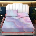 thumbnail image 6 of Jiueut Blue Marble Print Twin Size 3 Pieces Bed Sheet Set, Comfy Bedroom Decoration Cozy Easy Clean Fitted Sheet 2 Pillowcase for Women Men, 6 of 7