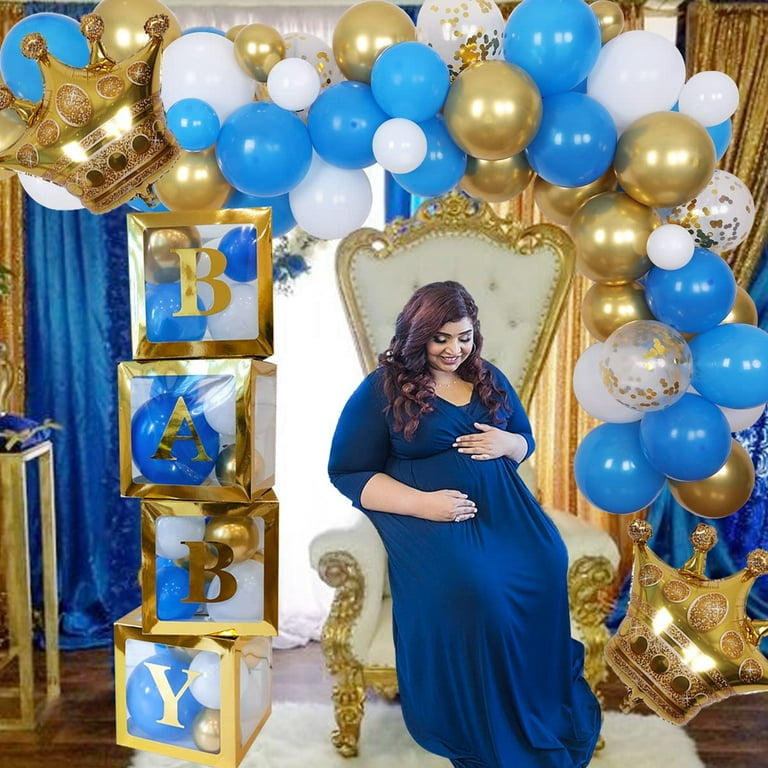 Little Prince Centerpiece Blue and Gold Birthday party table centerpiece  decoration Royal Baby Shower Birthday Gold Blue Gold crown Piece