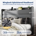 thumbnail image 4 of Allewie King Size Upholstered Bed Frame with Velvet Charging Station & Storage Headboard, Grey, 4 of 8