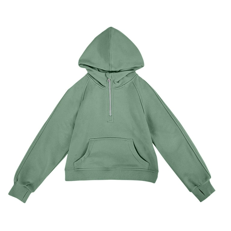 Girls Half Zip Pullover, Kids Toddler Hooded Quarter Zip
