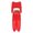 Red, variant on Womens Belly Dance Outfit Chiffon Puff Long Sleeve Crop Top and Lantern Pants Dance Suit Hot Pink One Size