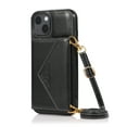 thumbnail image 5 of Dteck for iPhone 13 mini Crossbody Wallet Case, PU Leather Phone Case with Card Holder Shoulder Strap Purse Cover for Women Men Compatible with iPhone 13 mini,Black, 5 of 5