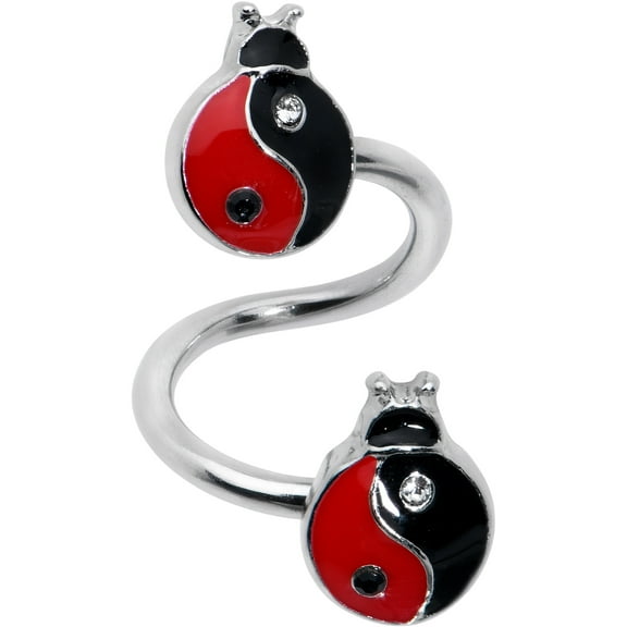 Body Candy Womens 14G 316L Surgical Steel Ladybug Yin Yang Spiral Twister Belly Button Ring Navel Ring