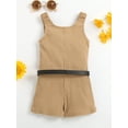 thumbnail image 3 of Bagilaanoe Toddler Girl's Summer Jumpsuit 1 2 3 4 5 6 Years Strap Sleeveless Ribbed Playsuit Shorts One Piece Jumpsuit + Waist Bag, 3 of 8