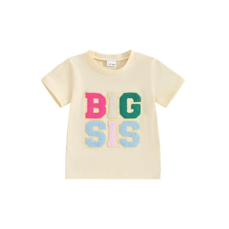 

Arvbitana Toddler Kids Girls Casual T-shirts Fuzzy Letter Embroidery Crew Neck Pullovers Short Sleeve Shirts Little Girl Summer Clothes Tops 12M 18M 24M 3T 4T 5T
