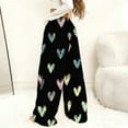 thumbnail image 5 of Cadancy Casual Pants for Women Cute Heart Graphic Valentines Wide Leg Fleece Sweatpants High Waisted Baggy Comfy Warm Trousers with Pockets, 5 of 7