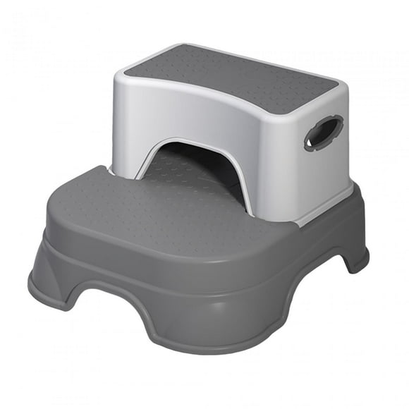 Double Up Toddlers Step Stool Two Step Stool For Kids Stable Step Stool Bedside Step Stool For Kitchen Toilet Bedroom Living Rooms Entryway gray