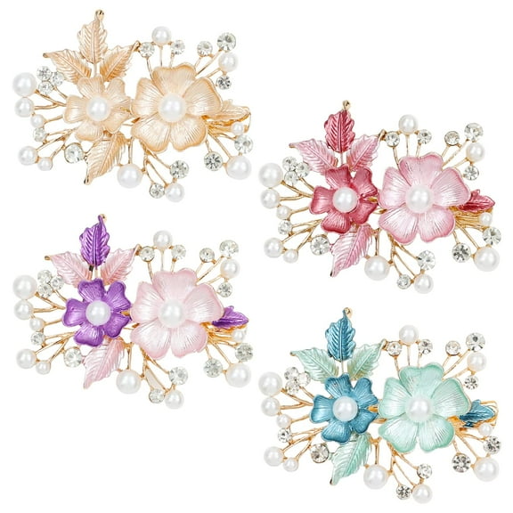 4 Pack Luxury Glitter Sparkly Jeweled Gems Crystals Rhinestones Retro Vintage Butterfly Metal French Barrettes Alligator Snap Hair Clips Pins Headpieces Accessories for Women Girls (4PCS S4)